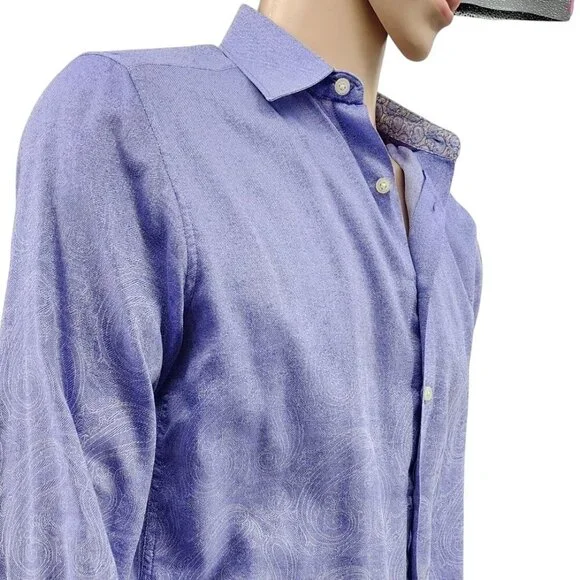 Robert Graham Mens Purple Paisley Long Sleeve Button-Down Shirt, Men's Small - Picture 1 of 13